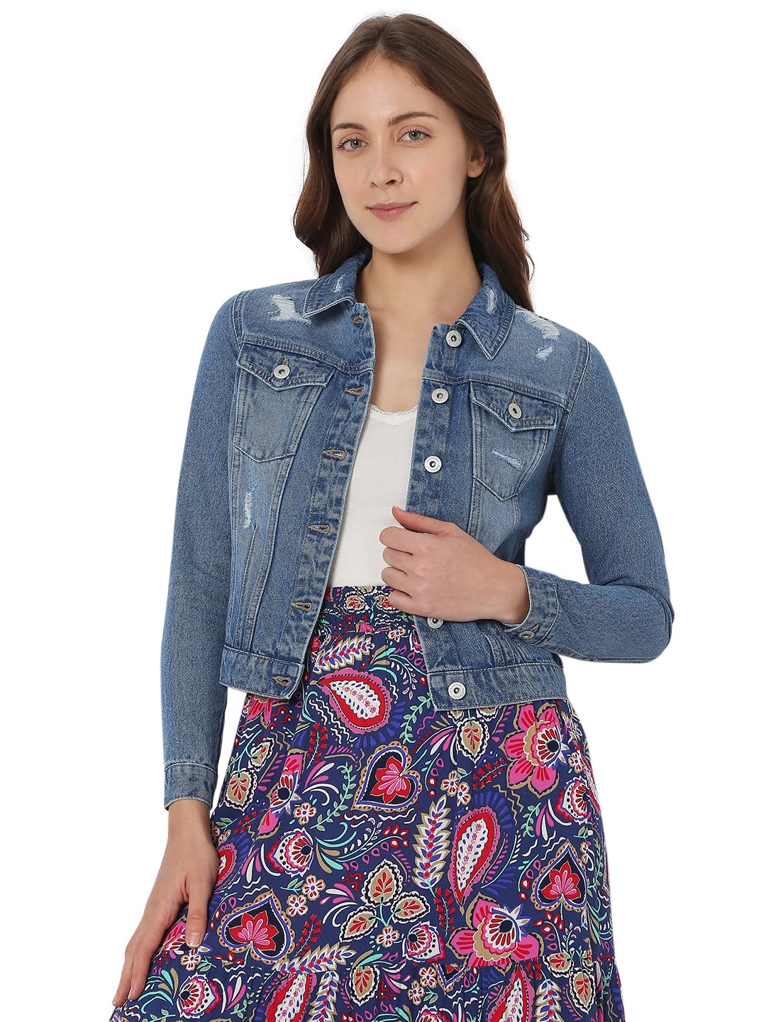 Vero Moda Regular Fit Jacket (245198701_Medium Blue Denim_S)
