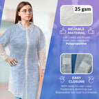 AMZ Medical Supply Disposable Lab coats for Adults 2X-Large, White Polypropylene Lab coats Disposable 100 Pack, Durable 35 gSM D