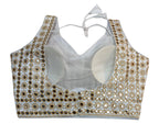 Pujia Mills Womens Readymade Blouse Sleeveless Blouse Embroidery jari Work Mirror Blouse Handwork Readymade Saree Blouse for Wo
