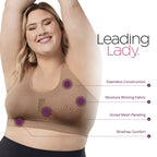LEADING LADY Steffi Cooling Comfort Everyday Bra - Ultra Comfort Seamless Bra - Wirefree Bras for Women (Truffle, XL)