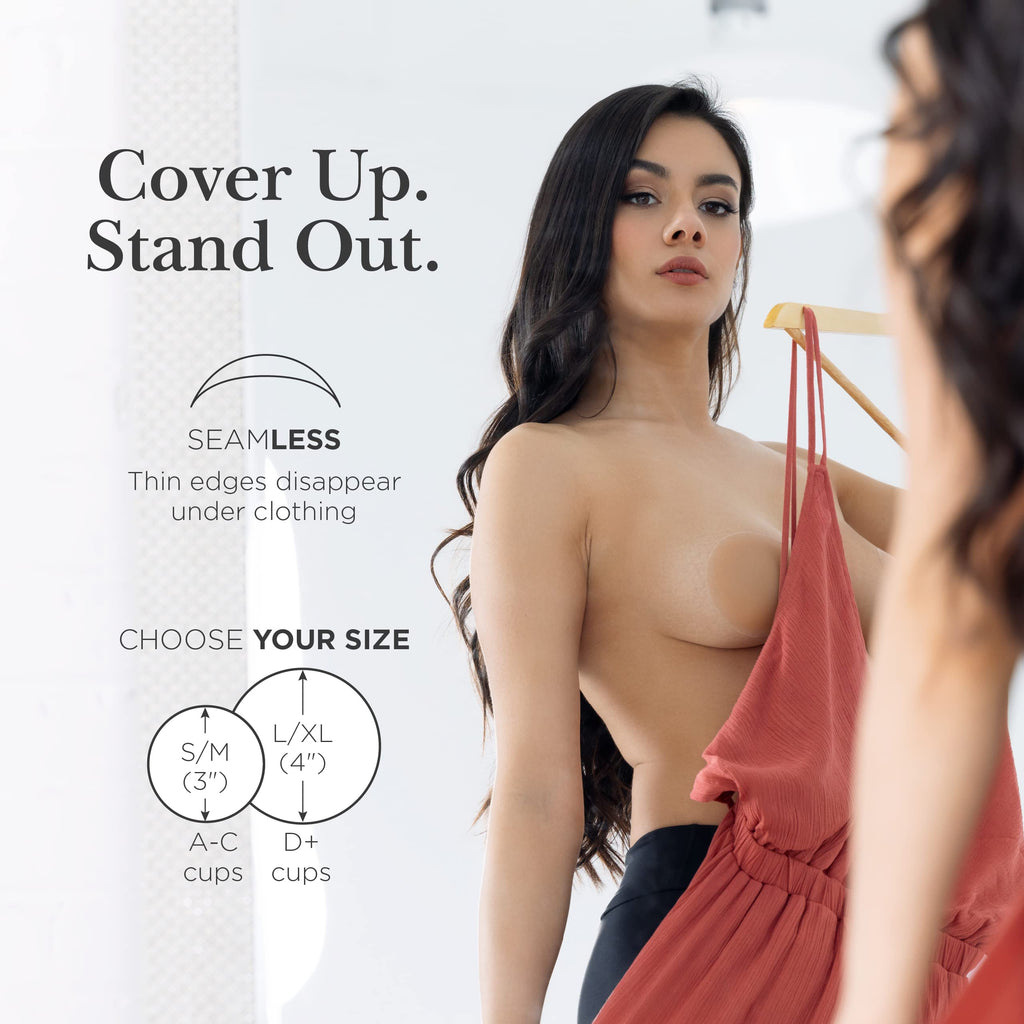 Nippies Nipple Cover - Sticky Adhesive Silicone Nipple Pasties - Reusable Pasty Nipple Covers for Women with Travel Box Crme
