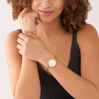 Fossil Women's Carlie Quartz Stainless Steel Three-Hand Watch, Color: Gold (Model: ES5272)