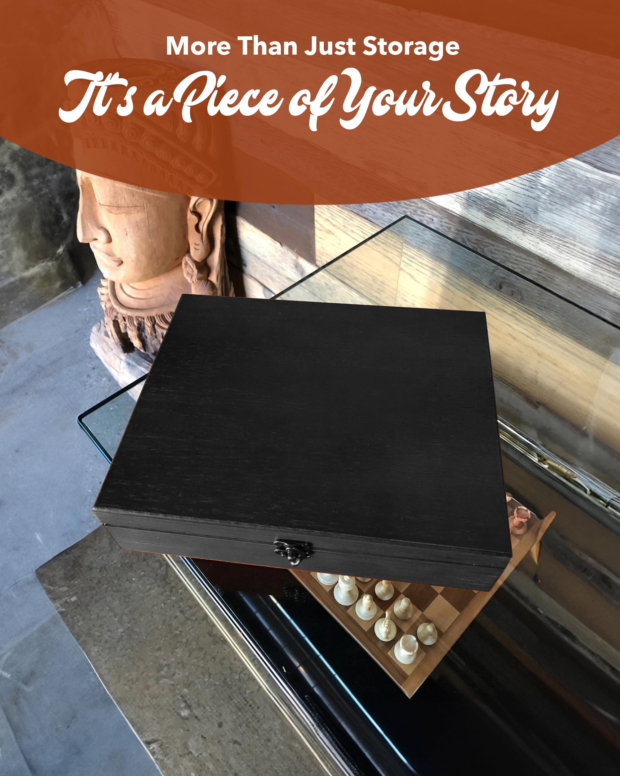 WE Games Wooden Keepsake Stash Box, Decorative Memory or letter Box, Board Game Storage, Storage for Photos, Stationary, Jewelry