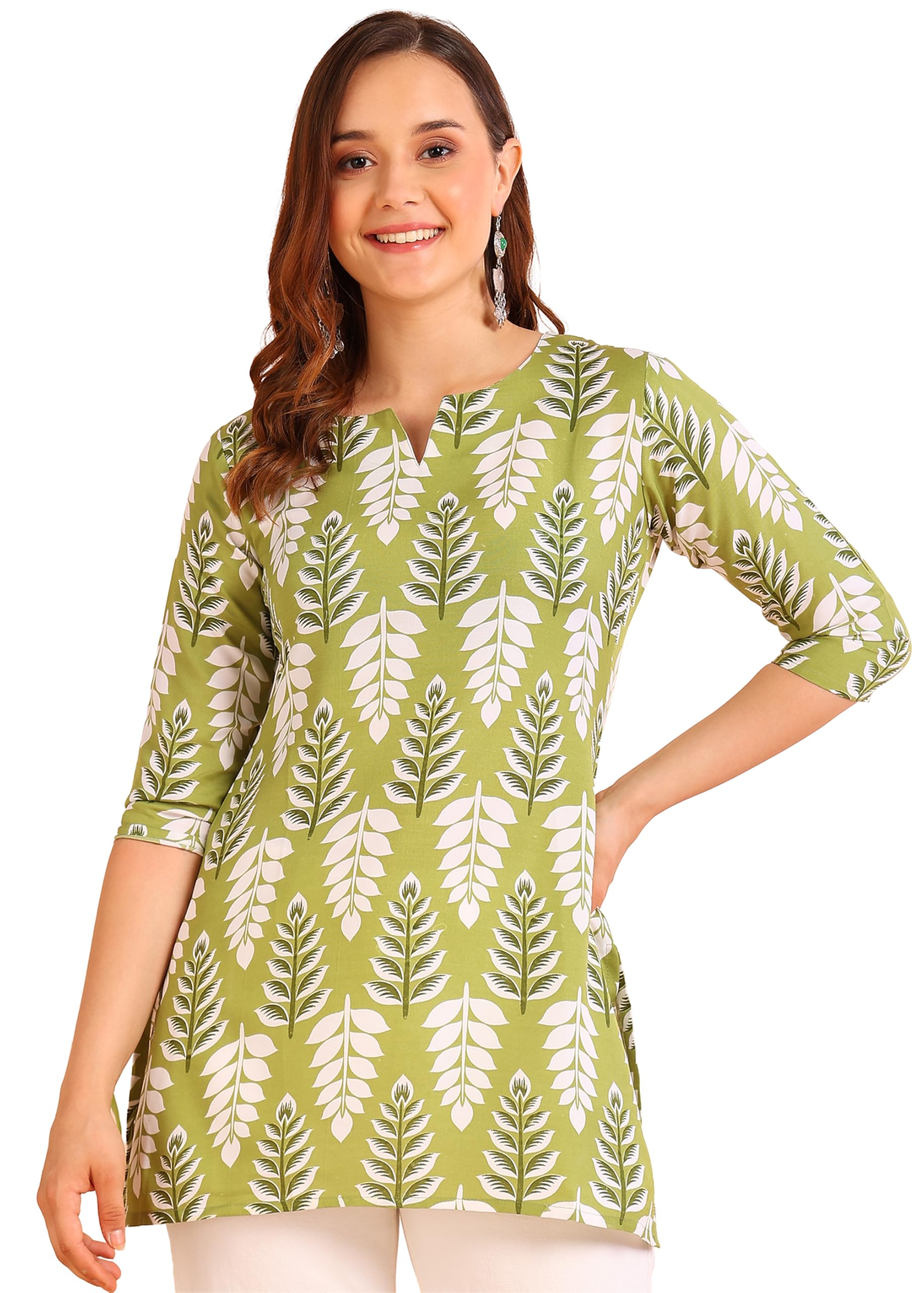 Aayla WomenS Poly Rayon Short Kurti  Perfect Blend Of Comfort & Fashion With Amazing Color With Green