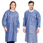 AMZ Medical Supply Disposable Lab coat XX-Large, Pack of 50 Blueberry Disposable Lab coats for Adults, 45 gsm SMS Painting Lab c