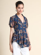 Toochki WomenS Paisley Regular Fit Top 033-Nbl_Navy Blue