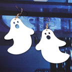 Boderier Ghost Earrings Halloween Black Tree and White Ghost Drop Earrings for Women (White Ghost)