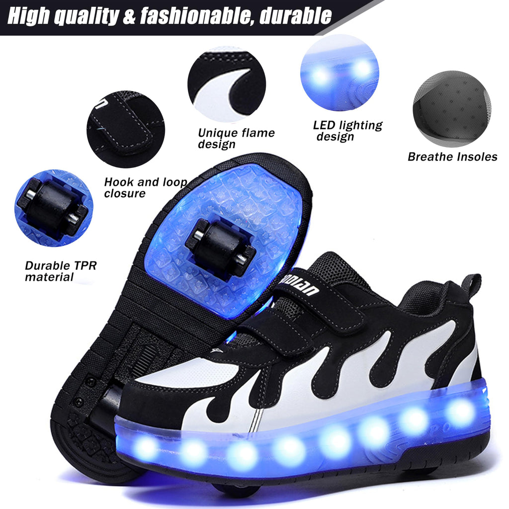 AIkuass Boys Roller Shoes LED Sneakers with Wheels Kids Roller Shoes Skate Shoes Gifts for Christmas Birthday Children Day