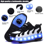 AIkuass Boys Roller Shoes LED Sneakers with Wheels Kids Roller Shoes Skate Shoes Gifts for Christmas Birthday Children Day