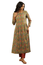 W For Woman Folksong By W Women Green Floral Print Cotton Flared Kurta_24Maf11704-910962_S