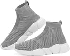 Santiro Mens Gym Shoes Knitted Fashion High Top Slip on Sneakers Lightweight Breathable Athletic Shoes Fashin Tennis Sport Shoes