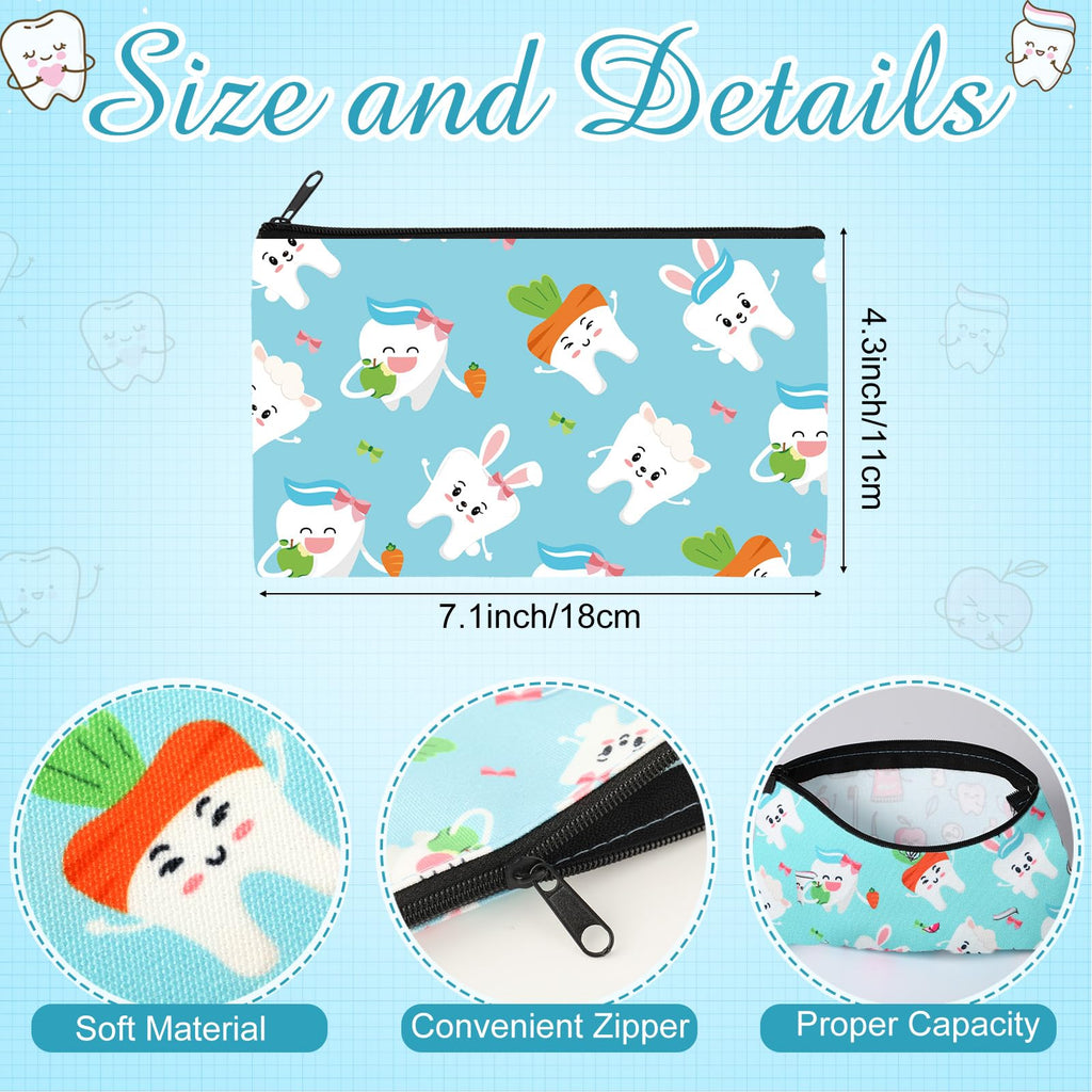 Reginary 20 Pieces Teeth Makeup Bag Teeth Cosmetic Bag for Nurse Women Dental Dentist Gift Makeup Bags with Zipper Dental Assist