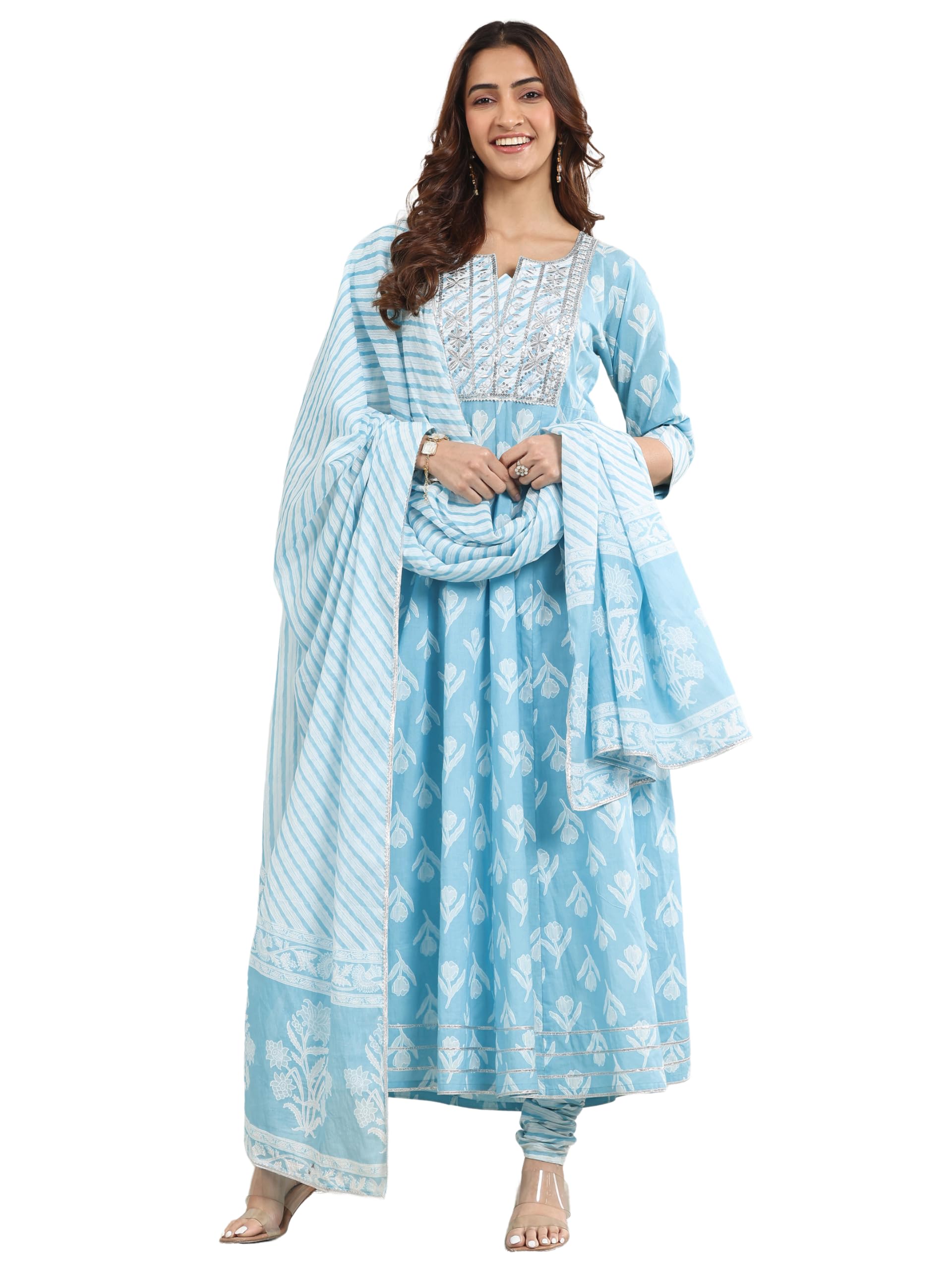 Libas Blue Floral Anarkali Kurta Sets
