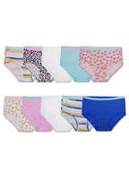 Fruit of the Loom Girls' Big Tag Free Cotton Brief Underwear Multipacks, Brief-10 Pack-White/Stripes/Animal Print, 12