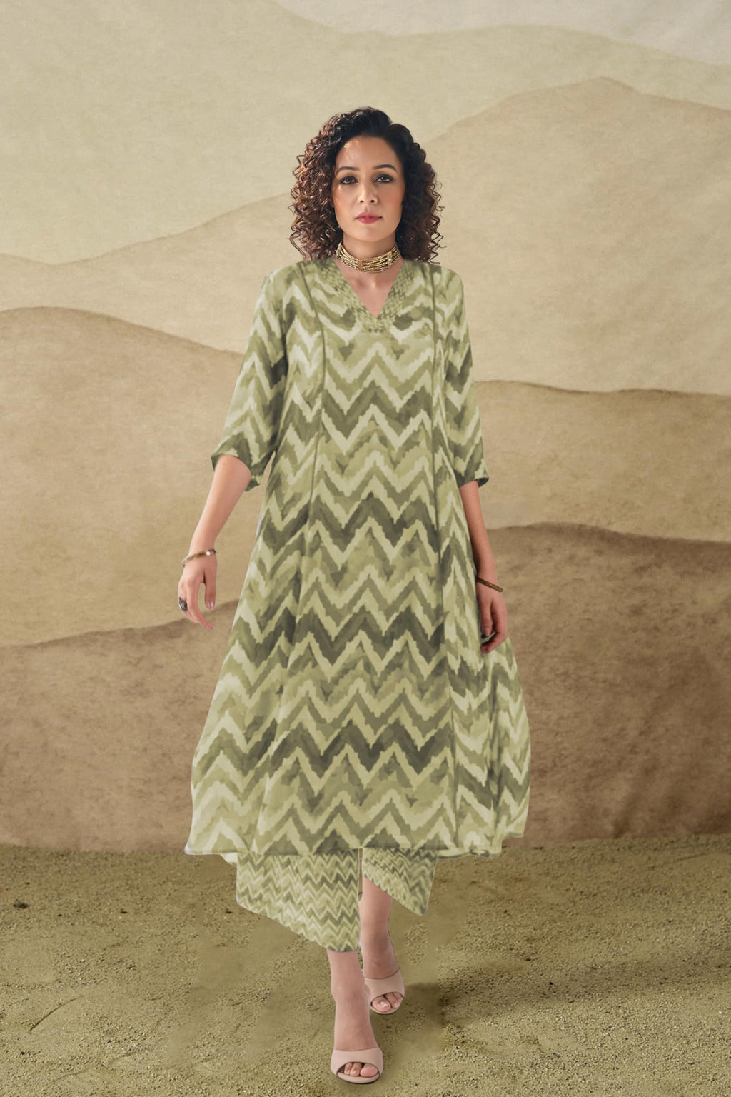 Toochki Dress For Women | Two Piece Dress For Women Long | Dress | Maxi Dress For Women | Dresses | Zig Zag Printed Dress | Cott