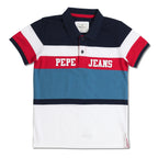 Pepe Jeans Boys Regular Fit Striped Polo T-Shirts Blue