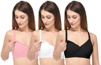 Fabme WomenS Cotton Non Padded Wire Free Maternity Bra Pink,White,Blac