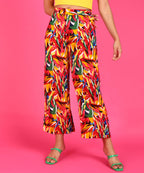 POPWINGS Casual Floral Printed Wide-Leg Trousers for Women || Latest Stylish Western Summer Wear Women Trousers || Ankle-Length