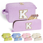 YOOLIFE Birthday Gifts for Women - Girls Birthday Monogram Cute Makeup Bag with Zipper Small Makeup Brush Bag Corduroy Makeup Ba