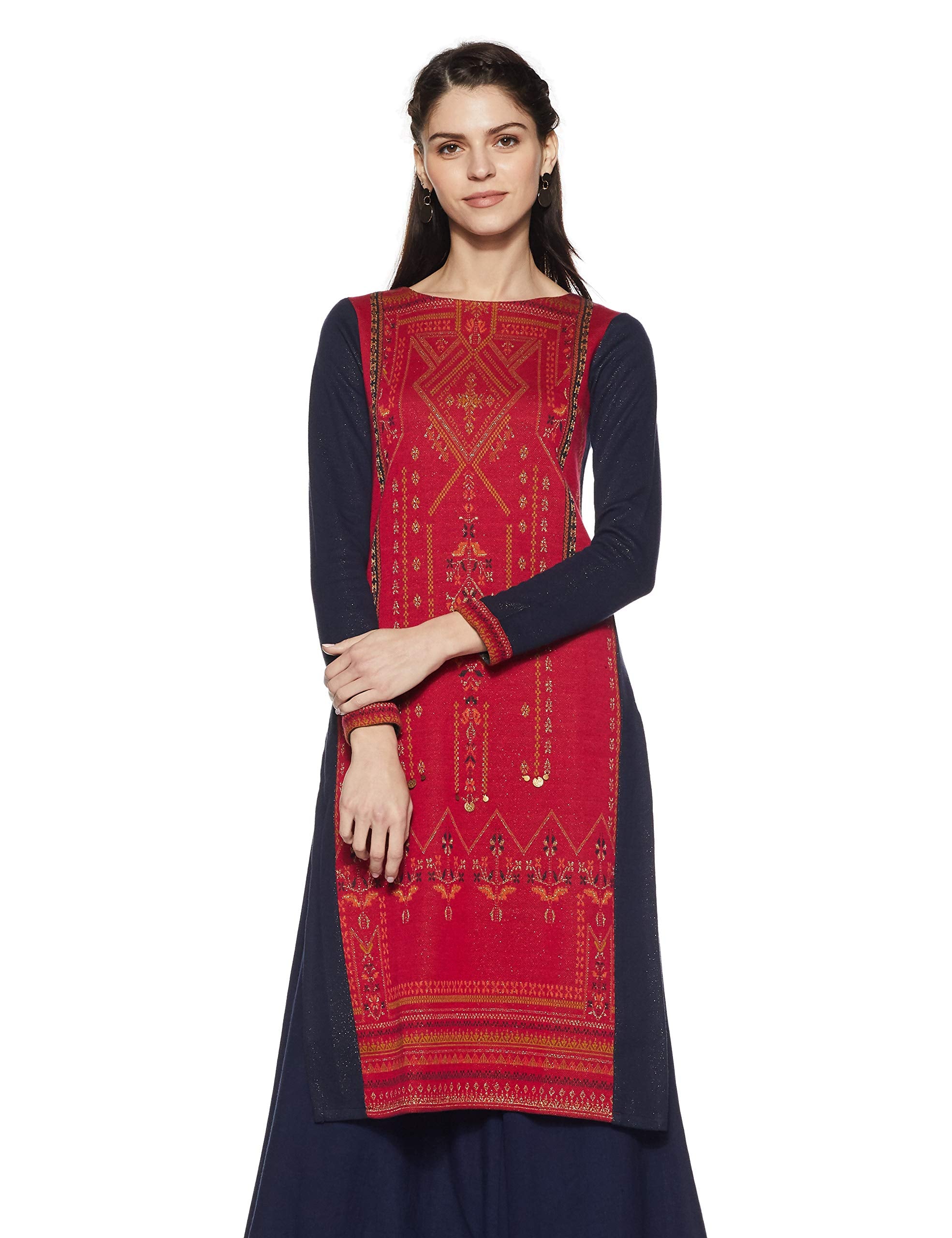 W For Woman Women'S Cotton Straight Kurta (17No17680-72574_Tile Blue_6_Blue_Xs), Straight Fit