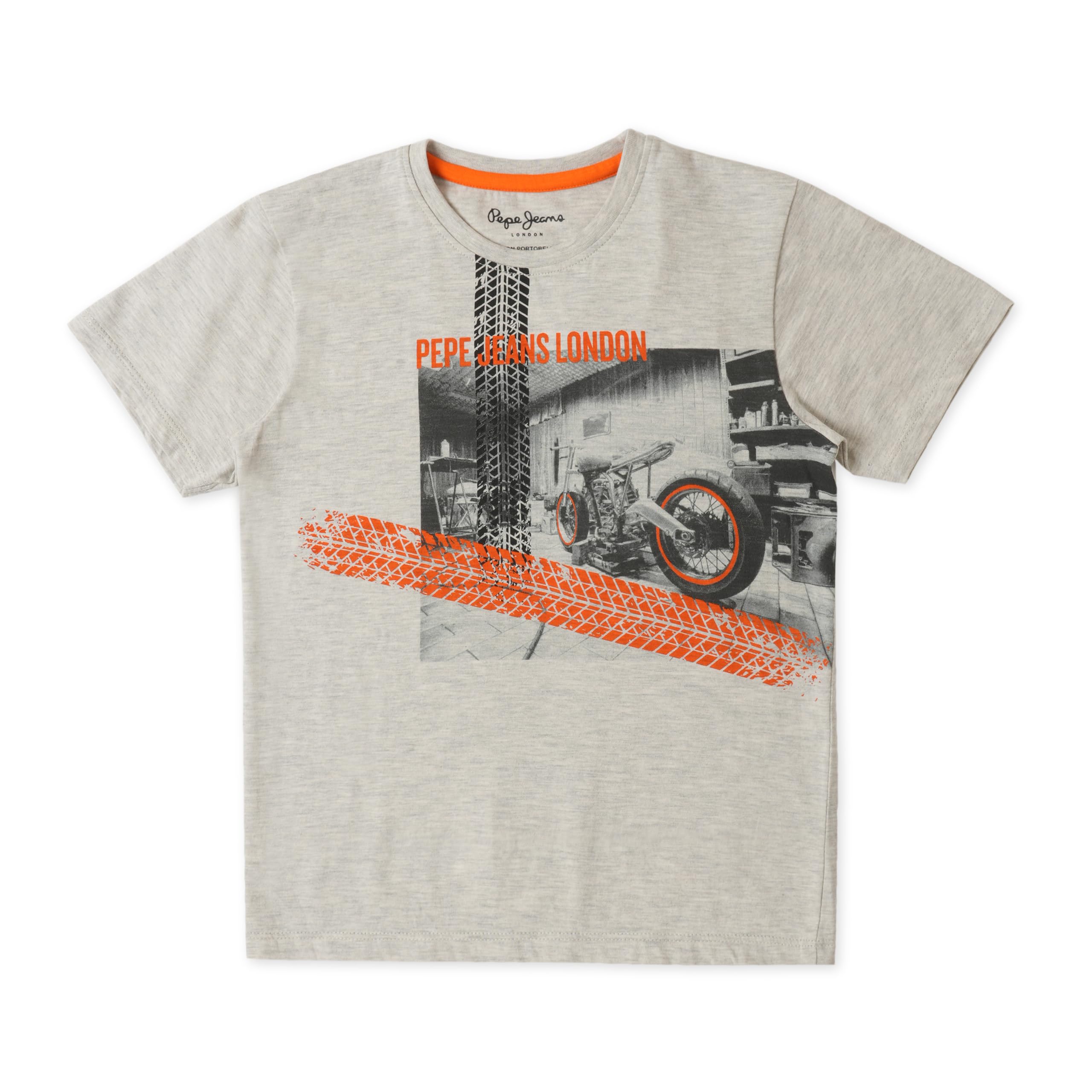 Pepe Jeans Larry Ss Graphic Printed T-Shirt, Oat Melange, 14