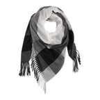 FRINGE PLAID BLANKET SCARF - PINK & BEIGE
