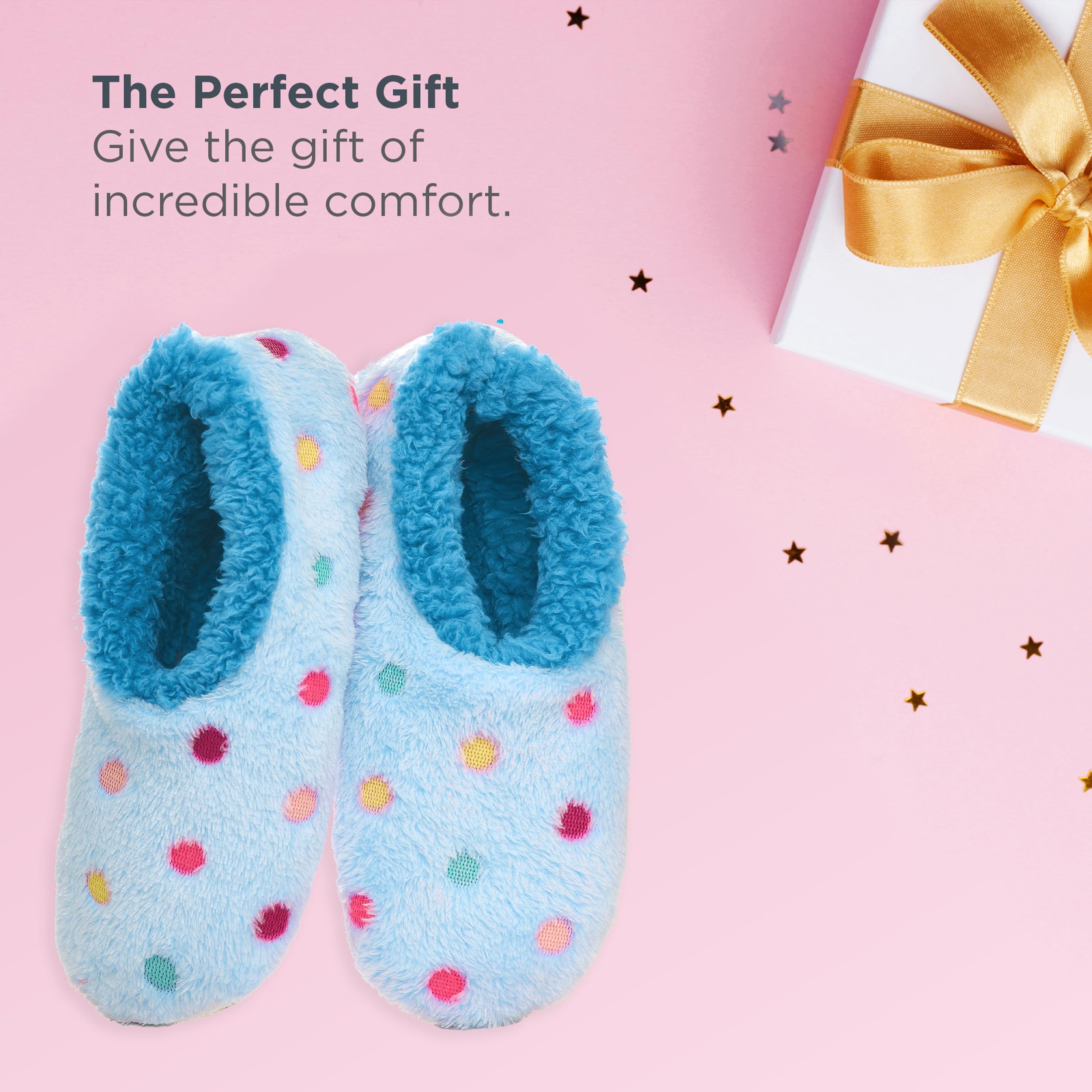 Snoozies Slippers for Women Lotsa Dots colorful cozy Sherpa Slipper Socks Womens House Slippers cozy Slippers for Women Fuzzy Sl