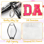 Y1tvei DANCE Clear Makeup Bag - Preppy Hot Pink Dance Chenille Patch Cosmetic Pouch Dancer Recital Survival Kit Extra Large PVC