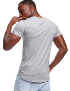 Deep V Neck T Shirt for Men Low Cut Vneck Tee Invisible Tshirt Vee Top Gray S