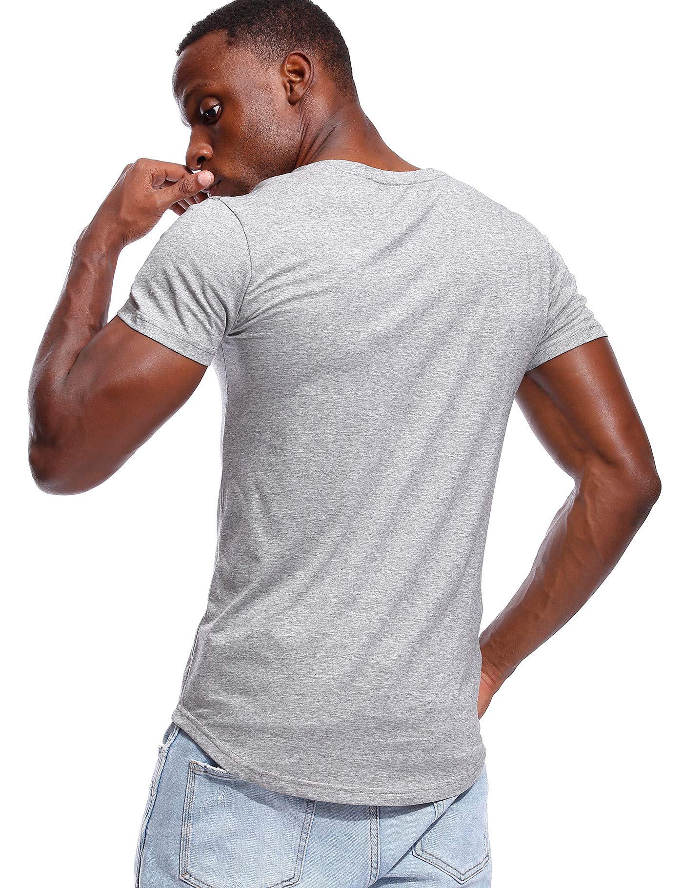 Deep V Neck T Shirt for Men Low Cut Vneck Tee Invisible Tshirt Vee Top Gray S