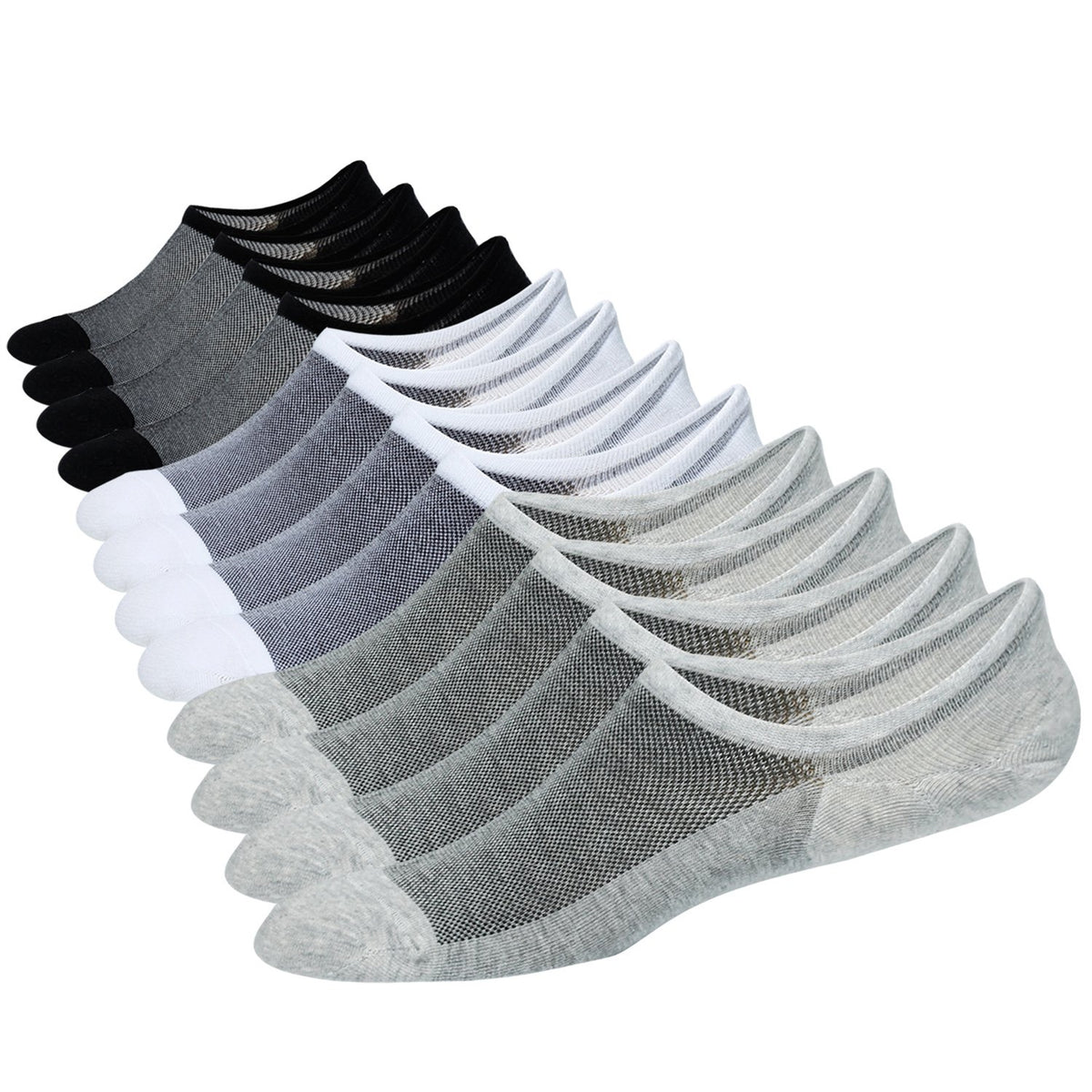 Mens No Show Socks Loafer Low Cut Casual Cotton Socks With Non Slip Grips, 6 Pairs,Assorted 1, 1014 10-14