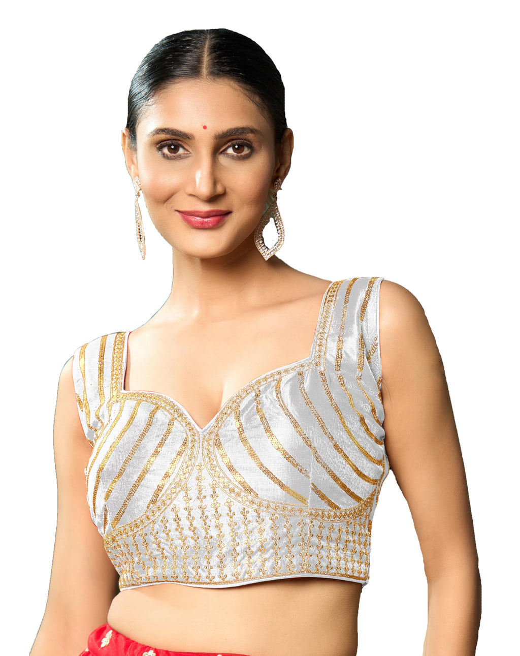 Pujia Mills WomenS Readymade Blouse Embroidery Multi Coding Gold Thread Indian Ethnic Designer Stitched Readymade Saree Sleevel