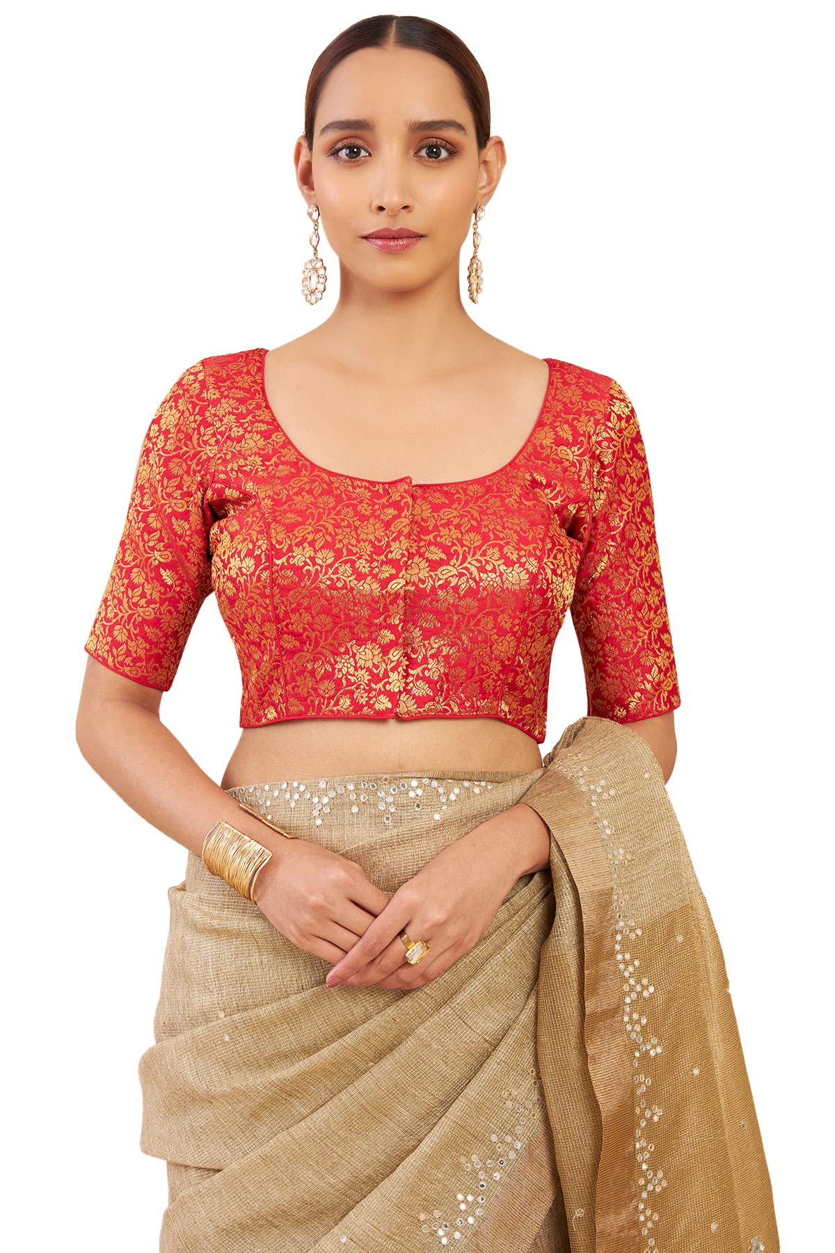 Soch Women Art Silk Blouse with Woven Floral Designs