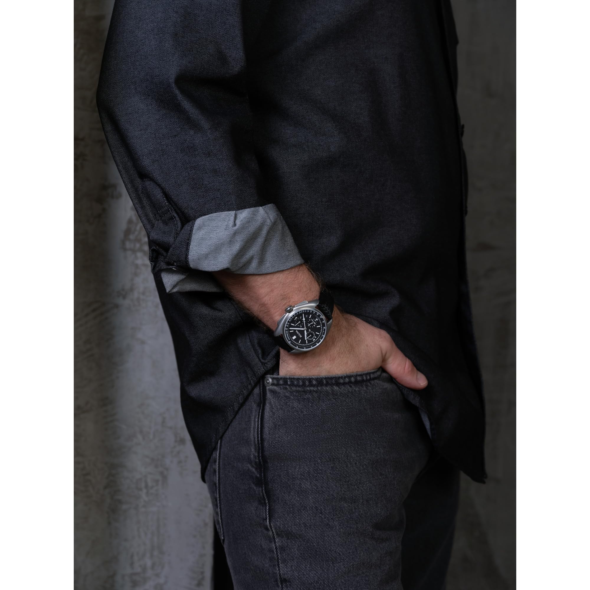 Bulova Men's Archive Series Lunar Pilot 6-Hand Chronograph High Performance Quartz Stainless Steel and Black Nylon Strap Watch S