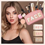 Cunno 4 Pcs Preppy Makeup Bag Chenille Letter Nylon Cosmetic Bag Makeup Bag Toiletry Cosmetic Case Preppy Bag with Zipper Stuff