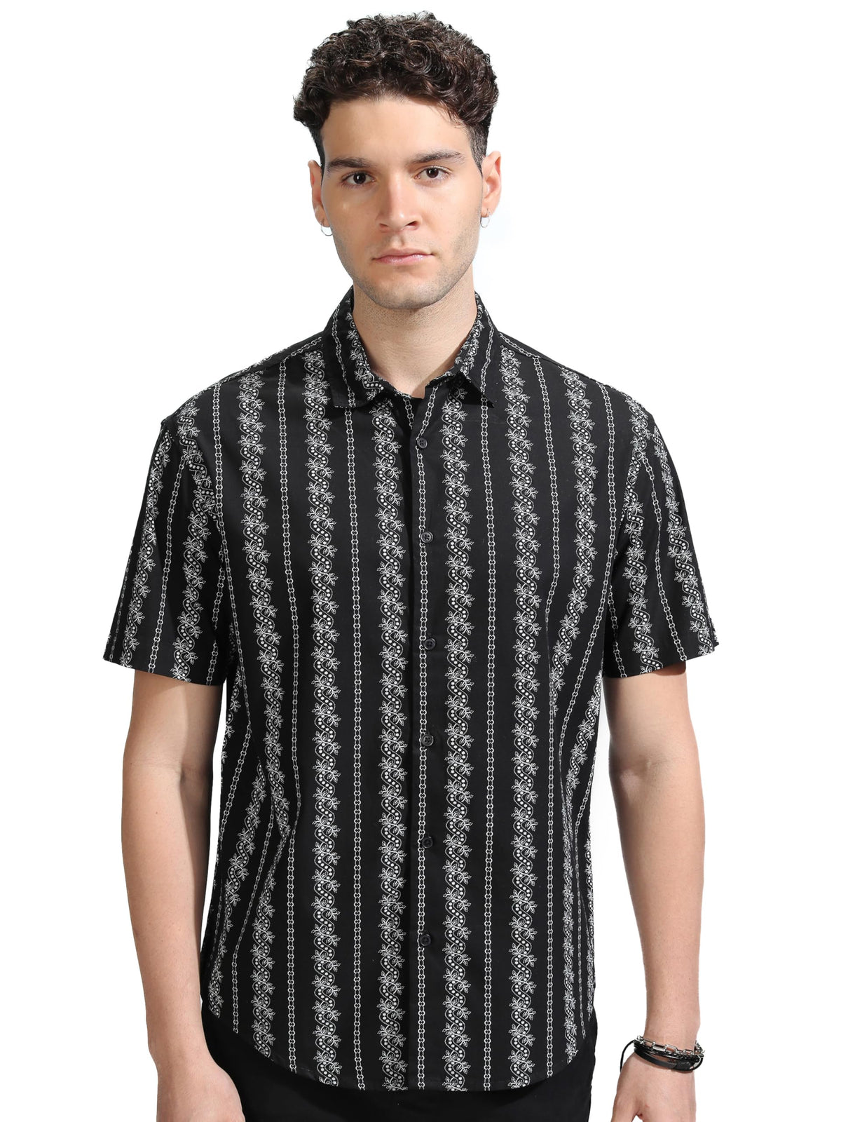 Ketch Men Relaxed Fit Half Sleeve Shirt Khsh001886 Black L