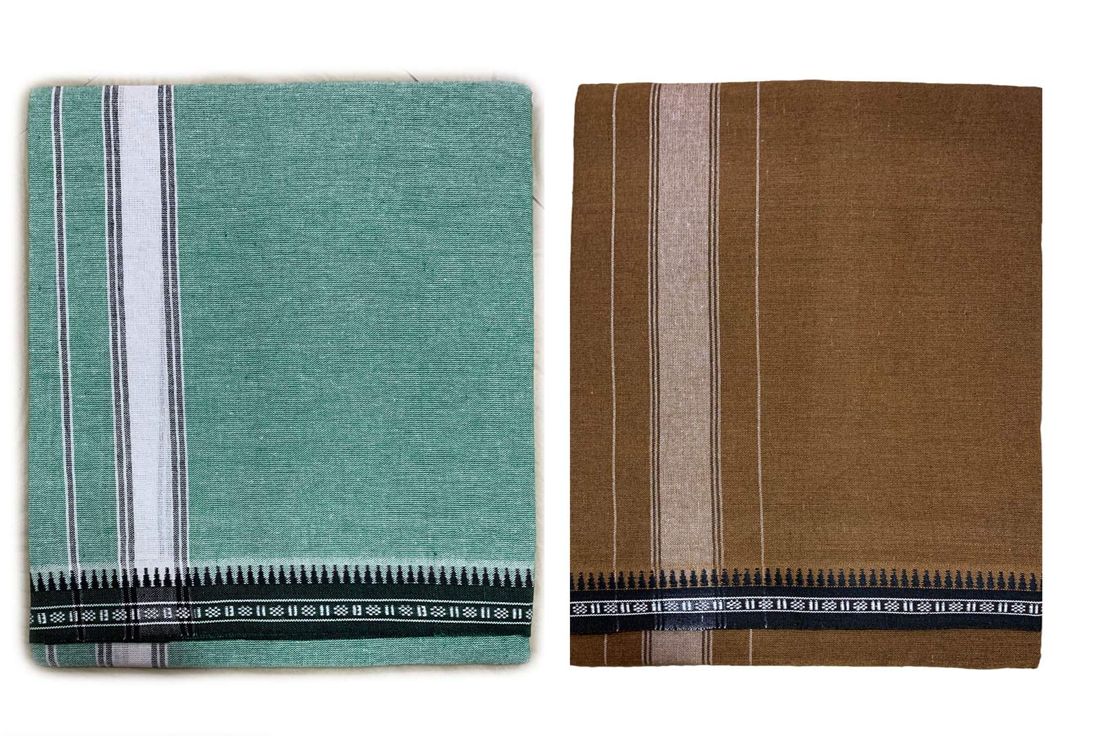 Prakasam Cotton Mens Colour Thalapathi Border Single Dhoti/Size1.28X2.00 Mtrs/Combo Pack Of 2 Dhoties