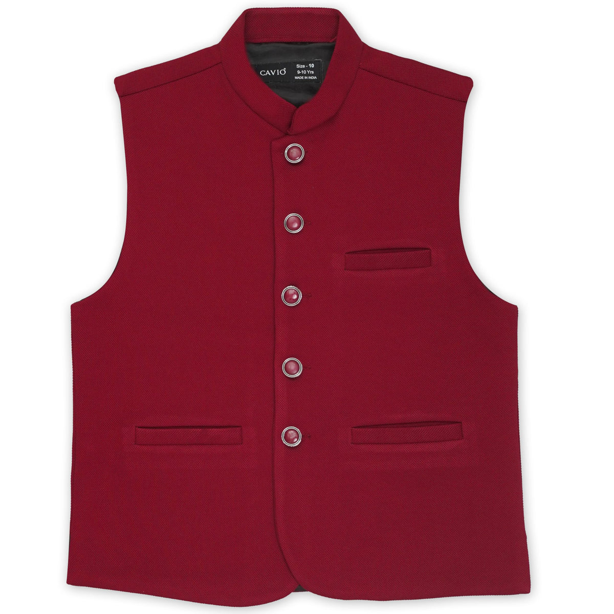 Cavio Boys Maroon Solid Nehru Jacket 14-15