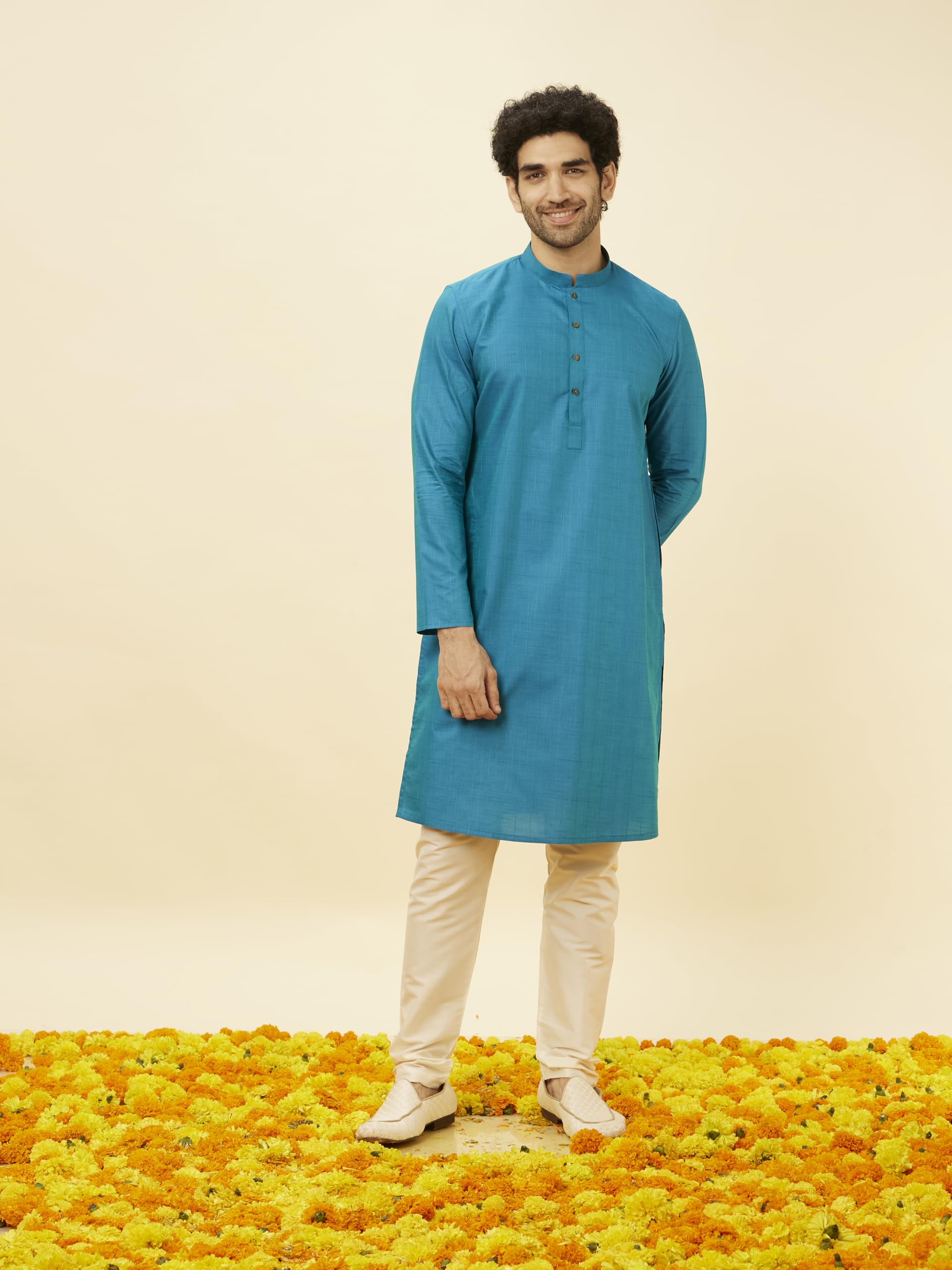 Manyavar Elegant SelfDesign Striped Kurta for Men
