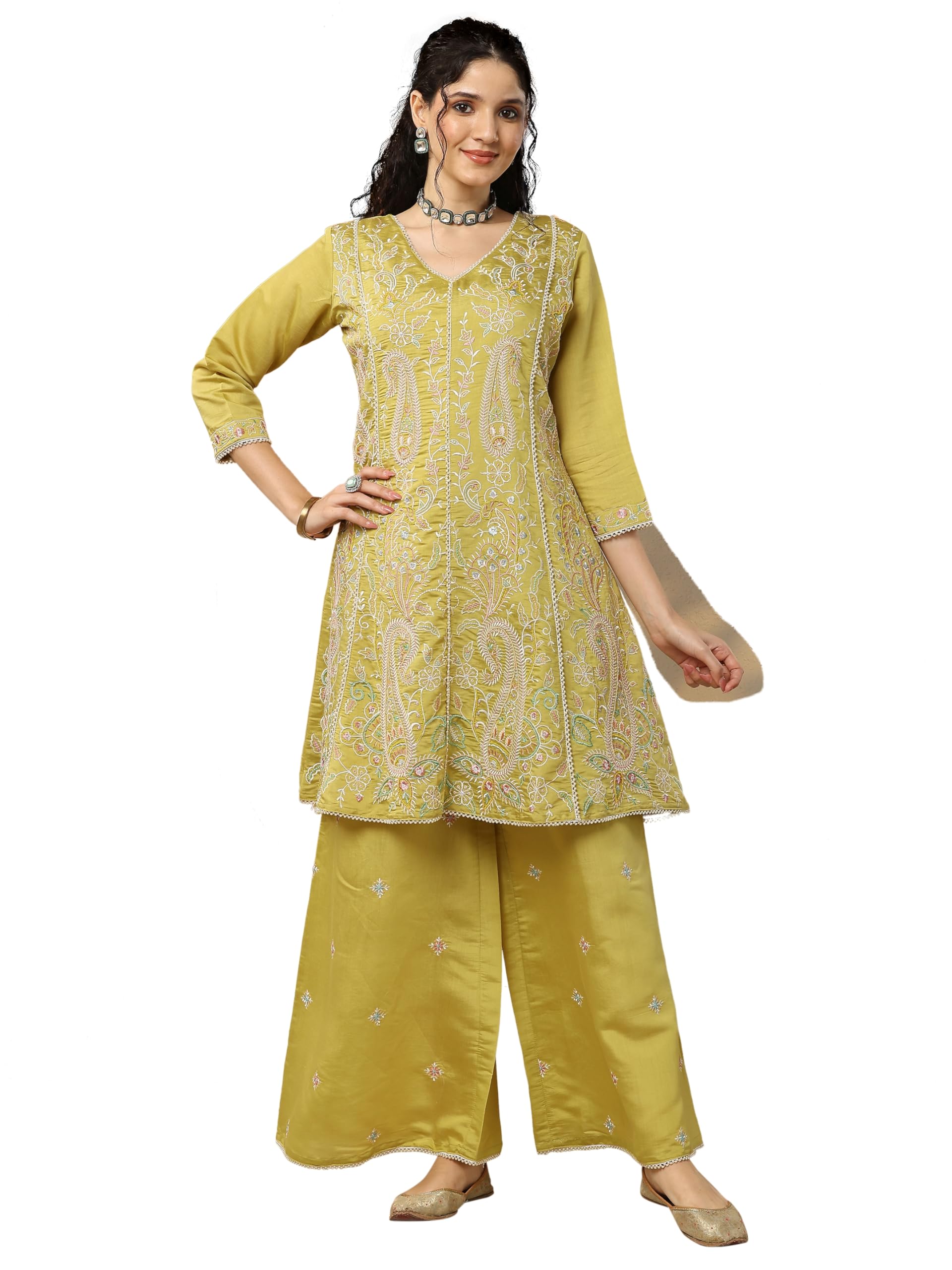 Libas Embroidered Silk Blend Co-ords Set for Women (49900XXL)