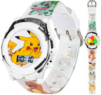 Accutime Kids Pokemon Pikachu Digital LCD Quartz White Wrist Watch with White Strap, Cool Inexpensive Gift & Party Favor for Boy
