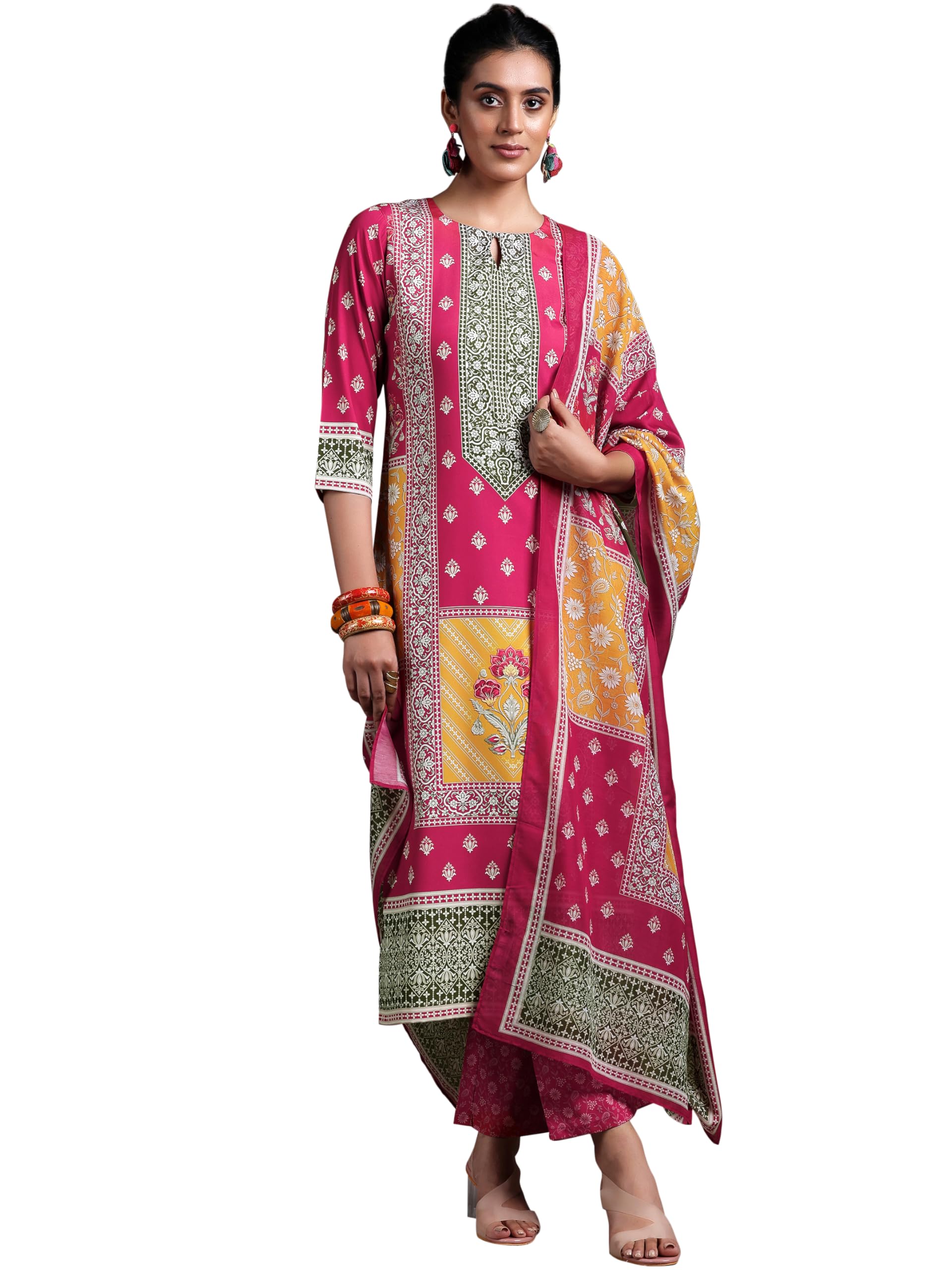 Libas Women Poly Crepe Straight Fit Printed Kurta Set (369320R, Multicolour, 2Xl