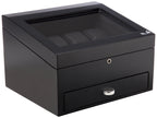 VOLTA Carbon Fiber Watch Case - Black, 8 Watches, Jewelry Drawer, Lockable, Modern Style