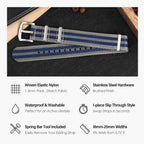 watchdives Nylon Watch Band 20mm 22mm Multicolor Replacement Watch Straps for Men Women (A12 Gray Blue, 22mm)