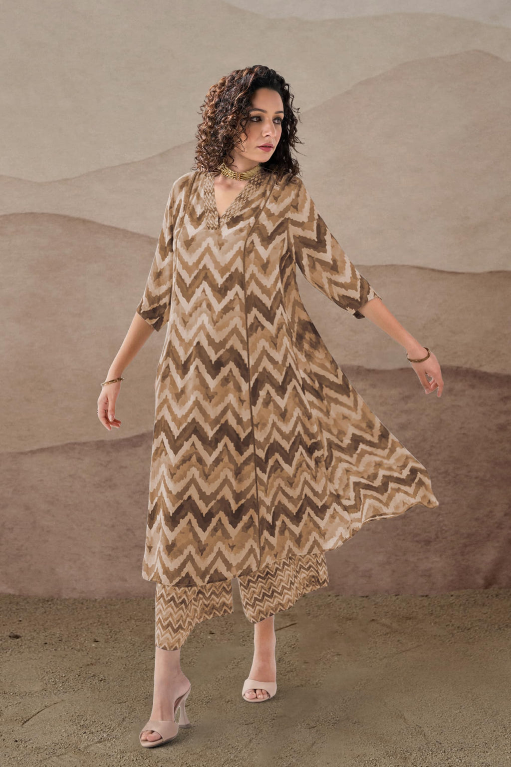 Toochki Dress For Women | Two Piece Dress For Women Long | Dress | Maxi Dress For Women | Dresses | Zig Zag Printed Dress | Cott