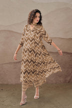 Toochki Dress For Women | Two Piece Dress For Women Long | Dress | Maxi Dress For Women | Dresses | Zig Zag Printed Dress | Cott