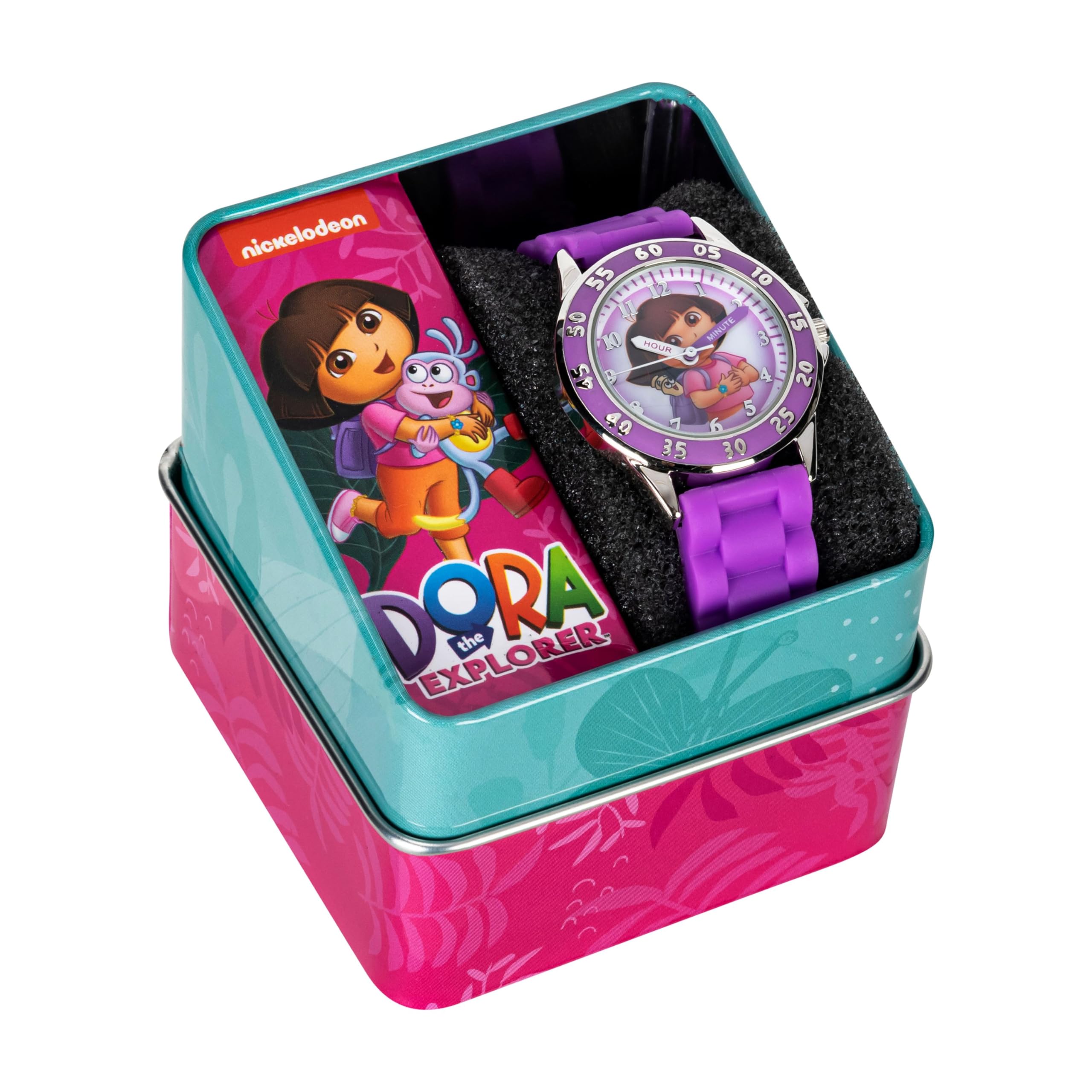 Dora the Explorer by Nickelodeon Analog Quartz Watch for Kids - Purple Time-Teaching Watch with Easy-Read Dial