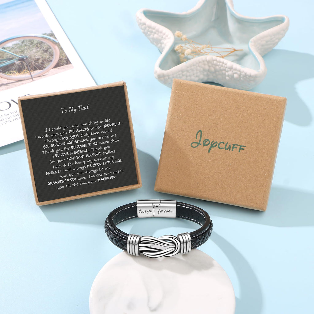 JoycuFF Gifts for Dad from Daughter, To My Dad Birthday Gifts Father's Day Christmas Jewelry for Him Unique Knot Bracelet Presen