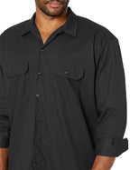 Dickies mens Long-sleeve work utility button down shirts, Black, X-Large US
