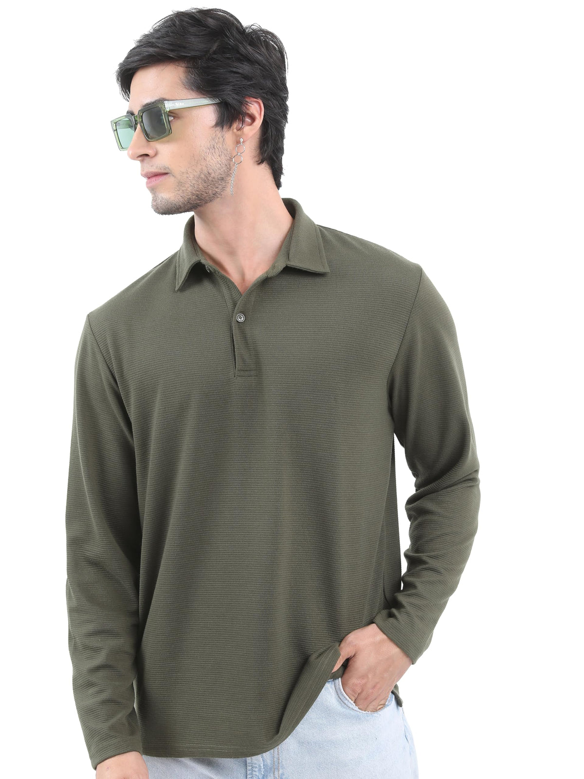 Ketch MenS Polyester Slim Fit T-Shirt (Khts000419_Olive, Small
